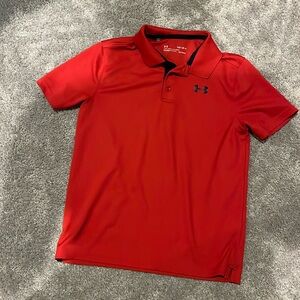 Red under Armour polo, Dri-fit material, fair condition.